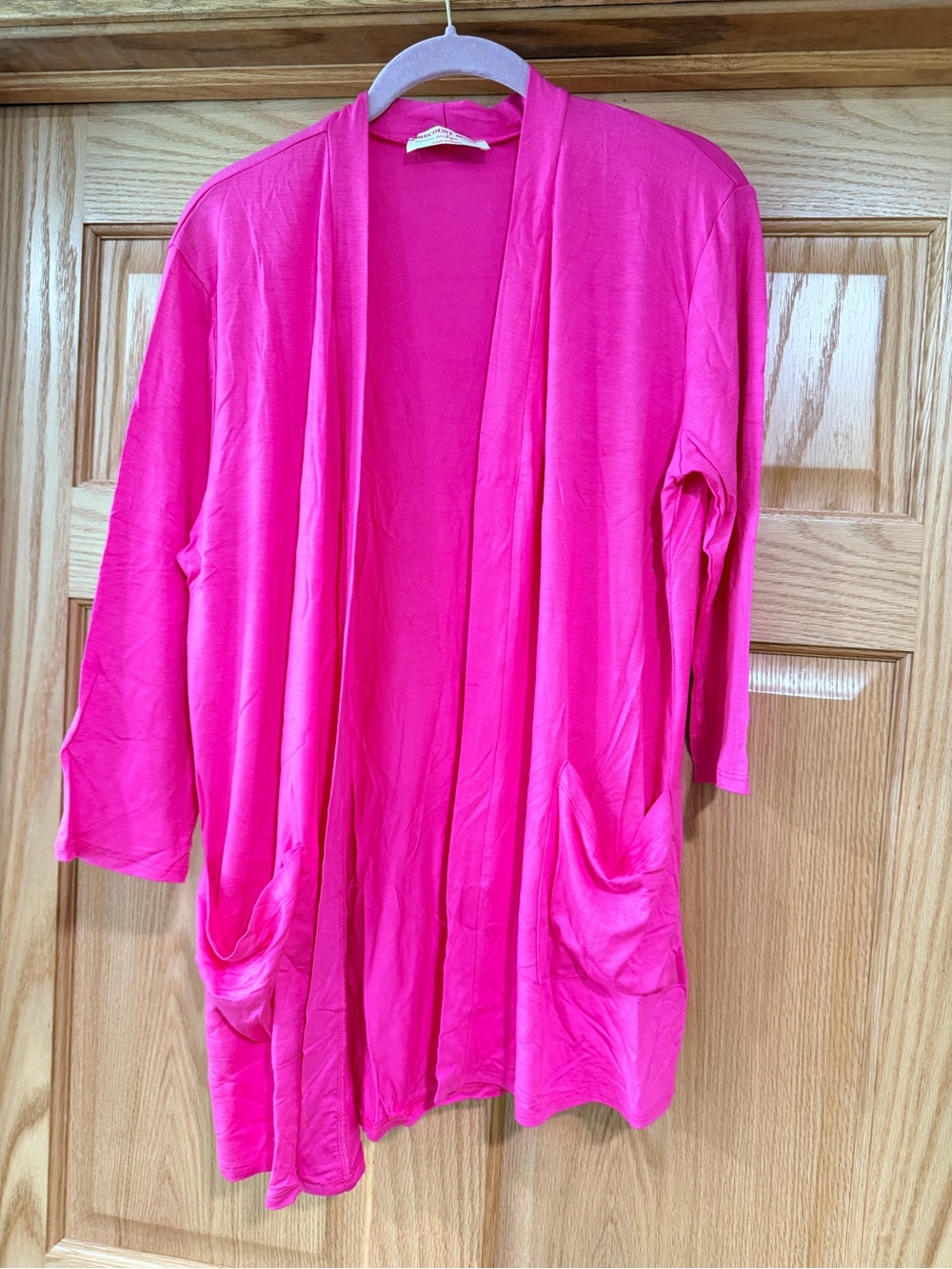 Discount Divas hot pink open front cardigan with pockets - size medium